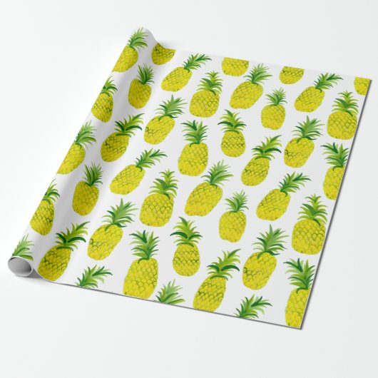 Papier Cadeau Fête d'ananas tropicale papier d'emballage amusant (Déroulé)