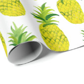 Papier Cadeau Fête d'ananas tropicale papier d'emballage amusant (Coin rond)