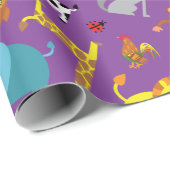 Papier Cadeau Fête d'anniversaire animale de zoo de papier (Coin rond)