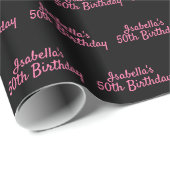 Papier Cadeau fête d'anniversaire arc-en-ciel rose parties scint (Coin rond)