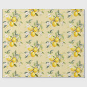 Papier Cadeau Fête d'anniversaire aux citrons d'aquarelle (Plat)