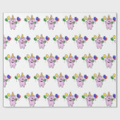 Papier Cadeau Fête d'anniversaire avec un cochon mignon|choisir  (Plat)