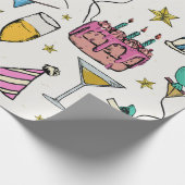 Papier Cadeau fête d'anniversaire ballons cake champagne (Coin)