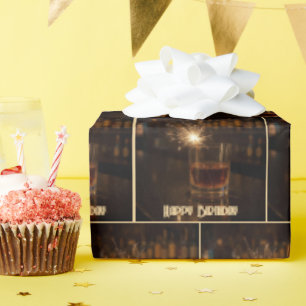Papier Cadeau Fête d'anniversaire Bougie étincelante dans un ver
