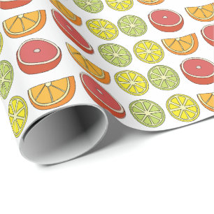 Papier Cadeau Fête d'anniversaire colorée d'été de fruits d'agru