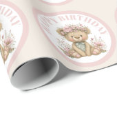 Papier Cadeau Fête d'anniversaire d'animal Boho mignon (Coin rond)
