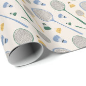 Papier Cadeau Fête d'anniversaire de Badminton (Coin rond)