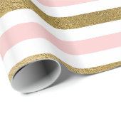 Papier Cadeau Fête d'anniversaire de Blush Rose et Gold Foil (Coin rond)