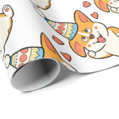 Papier Cadeau Fête d'anniversaire de corgi (Coin rond)