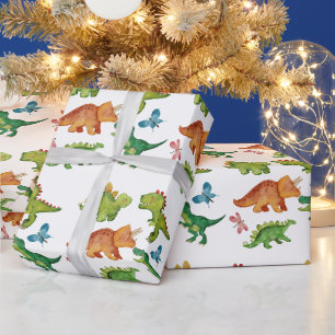 Papier Cadeau Fête d'anniversaire de dinosaure garçon Dino Deux