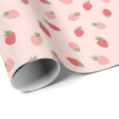 Papier Cadeau Fête d'anniversaire de fraises (Coin rond)