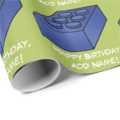 Papier Cadeau Fête d'anniversaire de garçon - motif de brique (Coin rond)