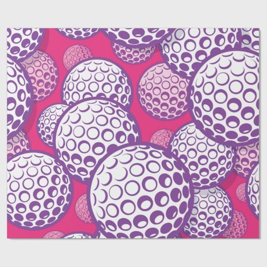 Papier Cadeau Fête d'anniversaire de golf violet (Plat)