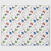 Papier Cadeau Fête d'anniversaire de hockey sur glace (Plat)