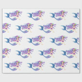 Papier Cadeau Fête d'anniversaire de la sirène d'aquarelle (Plat)