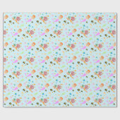 Papier Cadeau Fête d'anniversaire de la Sirène et de ses amis (Plat)