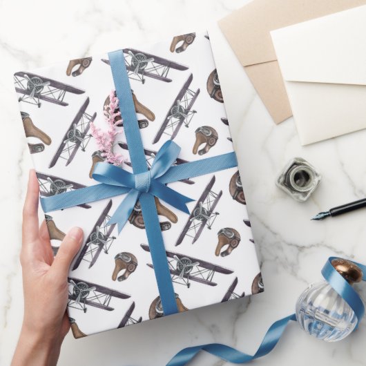 Papier Cadeau Fête d'anniversaire de l'avion vintage (Cadeaux)