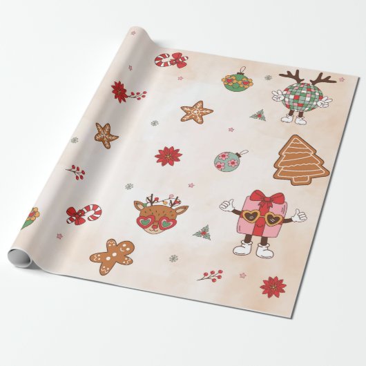 Papier Cadeau Fête d'anniversaire de Noël (Déroulé)