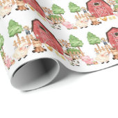 Papier Cadeau Fête d'anniversaire de Red Farm Animaux (Coin rond)