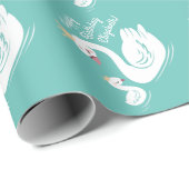 Papier Cadeau Fête d'anniversaire de Swan Turquoise (Coin rond)