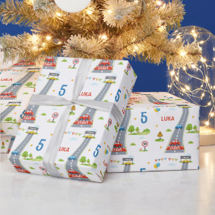 Papier Cadeau Fête d'anniversaire de voiture de course pour enfa