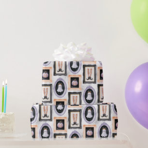 Papier Cadeau Fête d'anniversaire des fantômes noirs orange viol