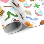 Papier Cadeau Fête d'anniversaire des insectes (Coin rond)