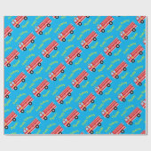 Papier Cadeau Fête d'anniversaire du camion d'incendie (Plat)