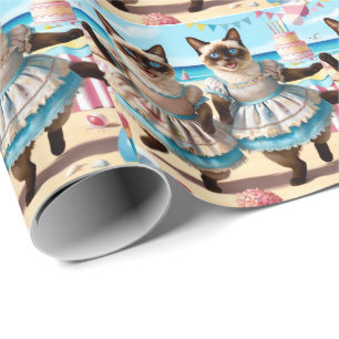 Papier Cadeau Fête d'anniversaire du chat siamois