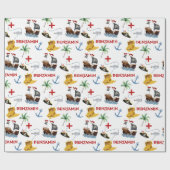 Papier Cadeau Fête d'anniversaire du Pirate (Plat)