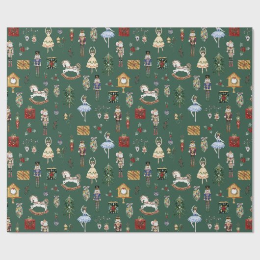 Papier Cadeau Fête d'anniversaire en or rouge Nutcracker (Plat)