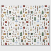 Papier Cadeau Fête d'anniversaire en or rouge Nutcracker (Plat)