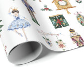 Papier Cadeau Fête d'anniversaire en or rouge Nutcracker (Coin rond)