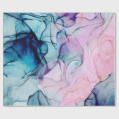 Papier Cadeau Fête d'anniversaire Ethereal Turquoise & rose Inky (Plat)