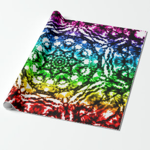 Papier Cadeau Fête d'anniversaire étoile mandala Tie Dye arc-en-