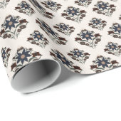 Papier Cadeau Fête d'anniversaire Fleurs et botanique marine fon (Coin rond)