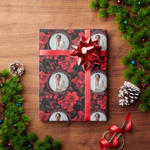 Papier Cadeau Fête d'anniversaire florale Rose Tendance