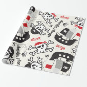 Papier Cadeau Fête d'anniversaire garçon thème pirate crânes de (Déroulé)