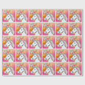 Papier Cadeau Fête d'anniversaire licorne  (Plat)