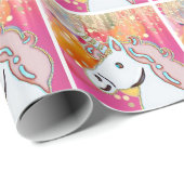 Papier Cadeau Fête d'anniversaire licorne  (Coin rond)