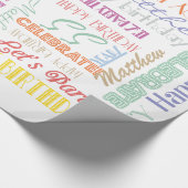 Papier Cadeau Fête d'anniversaire ! NOM et âge de la fontographi (Coin)