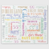 Papier Cadeau Fête d'anniversaire ! NOM et âge de la fontographi (Plat)