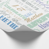 Papier Cadeau Fête d'anniversaire ! NOM et ÂGE du client subtil (Coin)