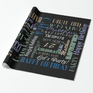 Papier Cadeau Fête d'anniversaire ! NOM personnalisé et âge subt