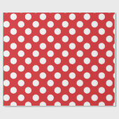 Papier Cadeau Fête d'anniversaire points rouges et blancs (Plat)