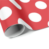 Papier Cadeau Fête d'anniversaire points rouges et blancs (Coin rond)
