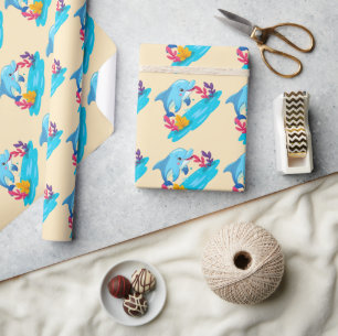 Papier Cadeau Fête d'anniversaire pour enfants Animaux marins Da