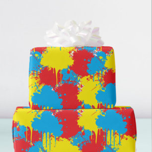 Papier Cadeau Fête d'anniversaire pour enfants avec peinture