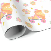 Papier Cadeau Fête d'anniversaire Roll Girl Roller Skating (Coin rond)