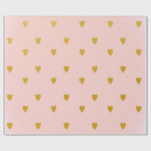 Papier Cadeau Fête d'anniversaire Rose Gênant & Cœurs Dorés Mign (Plat)